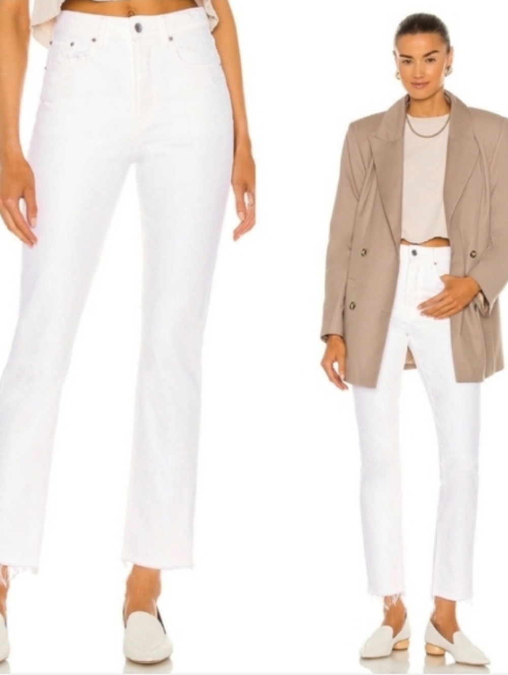 GRLFRND The Karolina High Rise straight Crop Jean In Brentwood White Size 24